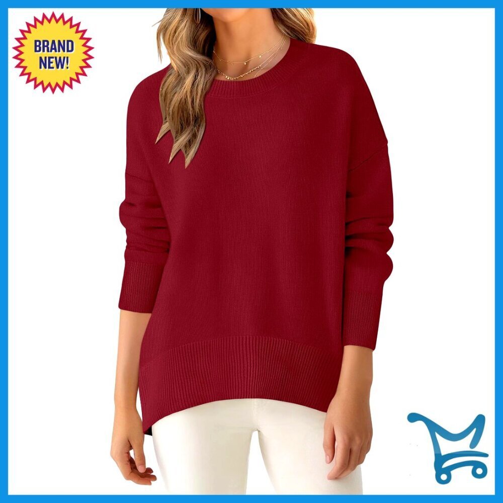 Oversized Knit Pullover High Low Hem Casual Loose Fit Y2K Minimal Chic Sweater
